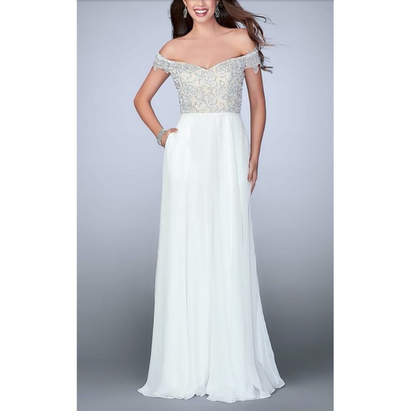 La Femme 24001 Off Shoulder Embellished Dress - Picture 1 of 8